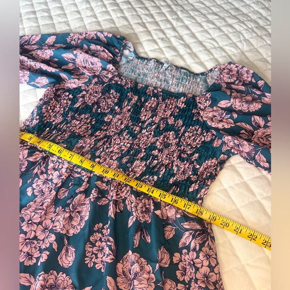 Polagram Pink and Teal Floral short Sleeve Dress1X - Picture 10 of 16